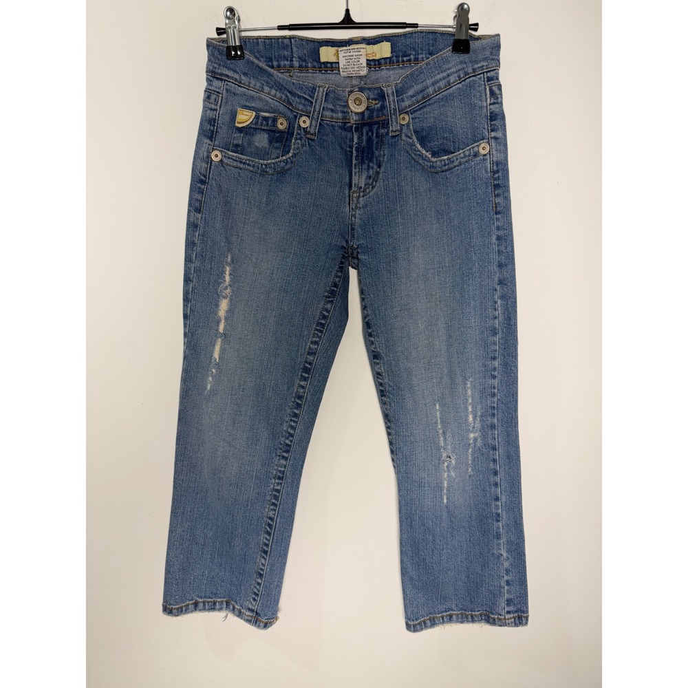Z. Cavaricci Womens Size 5 Distressed Cropped Jeans Raw Hem Y2K Low Rise